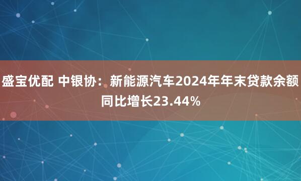 盛宝优配 中银协：新能源汽车2024年年末贷款余额同比增长23.44%